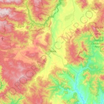 Omeo topographic map, elevation, terrain