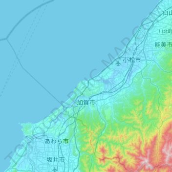 Kaga topographic map, elevation, terrain