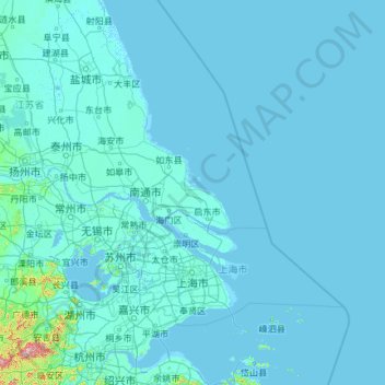 Shanghai topographic map, elevation, terrain