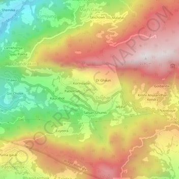 Lumle topographic map, elevation, terrain