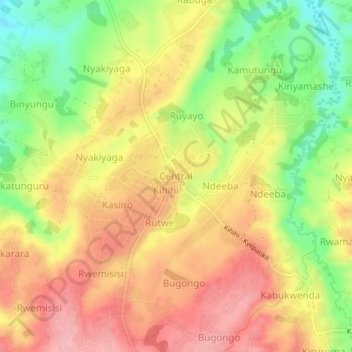 Central topographic map, elevation, terrain