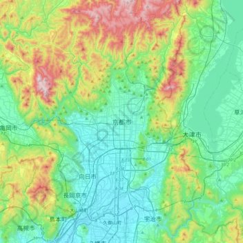 Kyoto topographic map, elevation, terrain