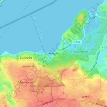 Meierwik topographic map, elevation, terrain