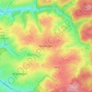 Mürringen topographic map, elevation, terrain