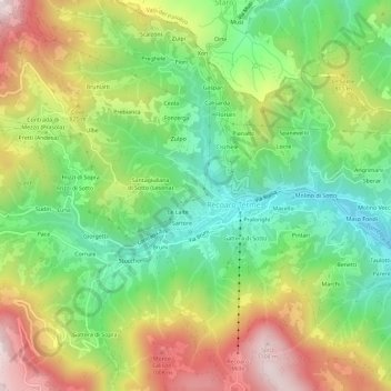 Tezzetta topographic map, elevation, terrain