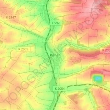 Richen topographic map, elevation, terrain