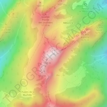 Mont Billiat topographic map, elevation, terrain