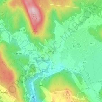 Jelenje topographic map, elevation, terrain