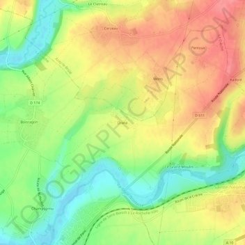 Drahé topographic map, elevation, terrain