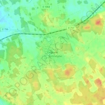 Linghem topographic map, elevation, terrain
