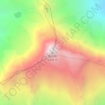 Mount Genyen topographic map, elevation, terrain