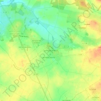 Les Roches Baritaud topographic map, elevation, terrain