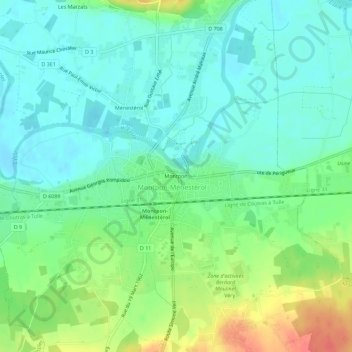 Montpon topographic map, elevation, terrain