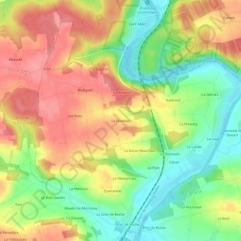 La Roselais topographic map, elevation, terrain