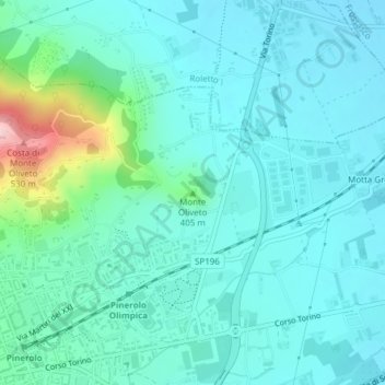 Monte Oliveto topographic map, elevation, terrain