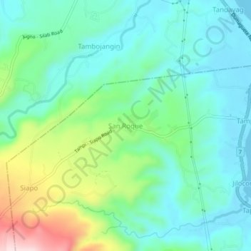 San Roque topographic map, elevation, terrain