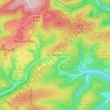 Mollseifen topographic map, elevation, terrain