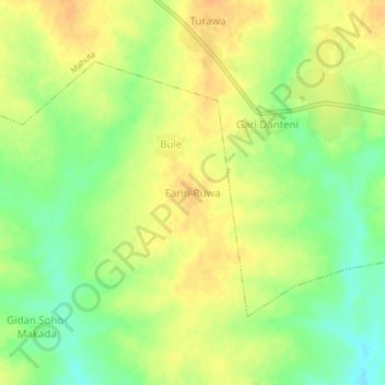 Farin-Ruwa topographic map, elevation, terrain