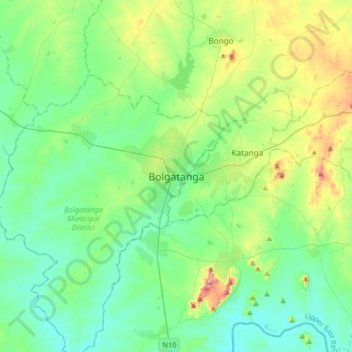 Bolgatanga topographic map, elevation, terrain
