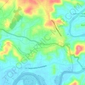 Pariyaram topographic map, elevation, terrain