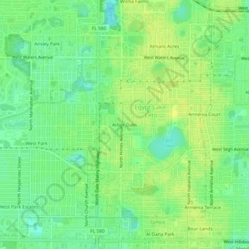 Arbor Oaks topographic map, elevation, terrain