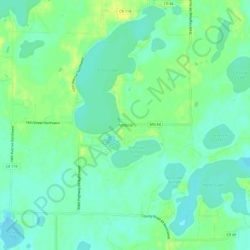 Pontoria topographic map, elevation, terrain