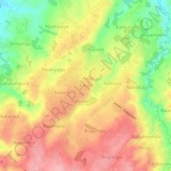 Kihihi topographic map, elevation, terrain