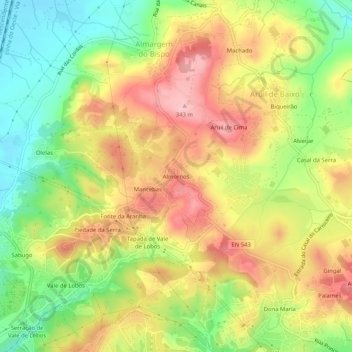 Almornos topographic map, elevation, terrain