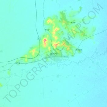 Hulin topographic map, elevation, terrain