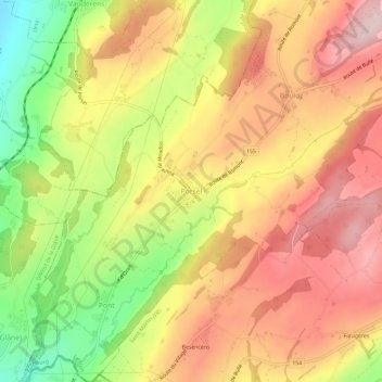 Porsel topographic map, elevation, terrain