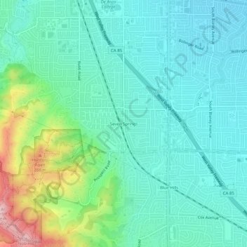 Seven Springs topographic map, elevation, terrain