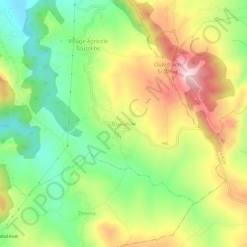 Touzaline topographic map, elevation, terrain
