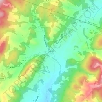 Doe Hill topographic map, elevation, terrain
