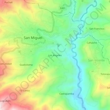 Los Ángeles topographic map, elevation, terrain