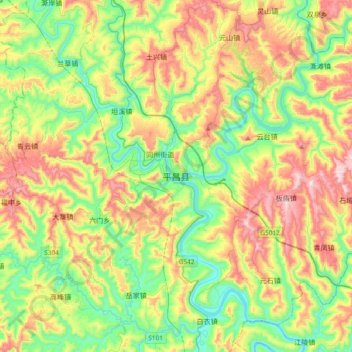 Pingchang topographic map, elevation, terrain