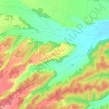 Dobërdol topographic map, elevation, terrain