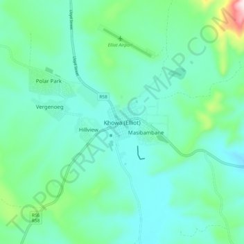 Khowa (Elliot) topographic map, elevation, terrain