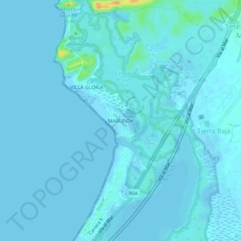 Marlinda topographic map, elevation, terrain