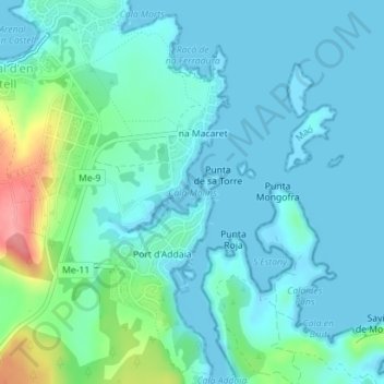 Cala Molins topographic map, elevation, terrain