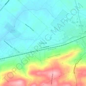 Walnuttown topographic map, elevation, terrain