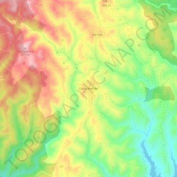 Corte Malhão topographic map, elevation, terrain