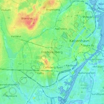 Frederiksberg topographic map, elevation, terrain