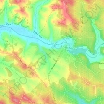 La Peyre topographic map, elevation, terrain