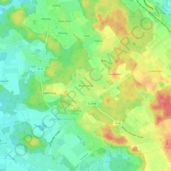 Manholding topographic map, elevation, terrain