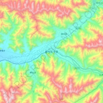 Maizhokunggar topographic map, elevation, terrain