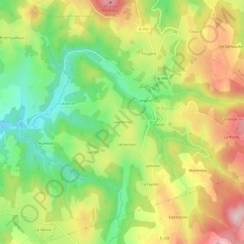 Laschamp topographic map, elevation, terrain