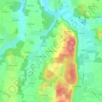 Obersommering topographic map, elevation, terrain