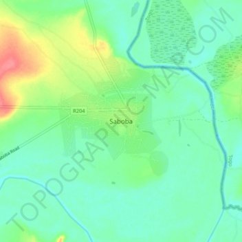 Saboba topographic map, elevation, terrain