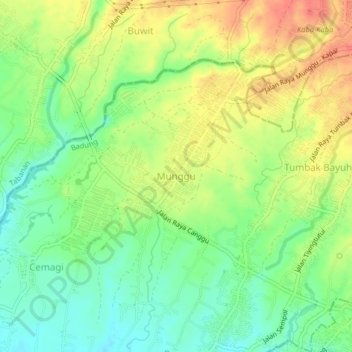 Munggu topographic map, elevation, terrain