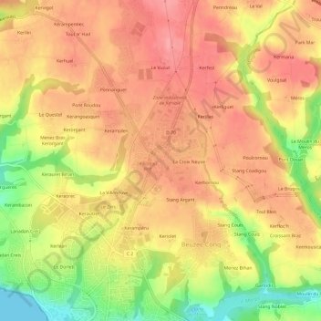 Le Poteau-Vert topographic map, elevation, terrain